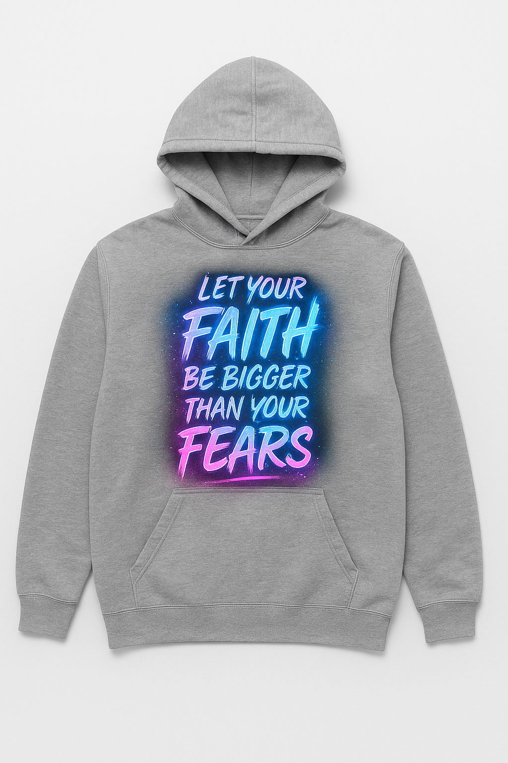 Neon Glow Faith Hoodie 🏷️ Let Your Faith Be Bigger Than Your Fears — Neon Glow Graffiti Christian T-Shirt