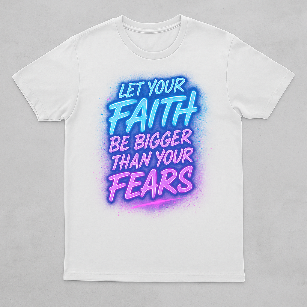 Neon Glow Faith T-Shirt🏷️ Let Your Faith Be Bigger Than Your Fears — Neon Glow Graffiti Christian T-Shirt (Copy)