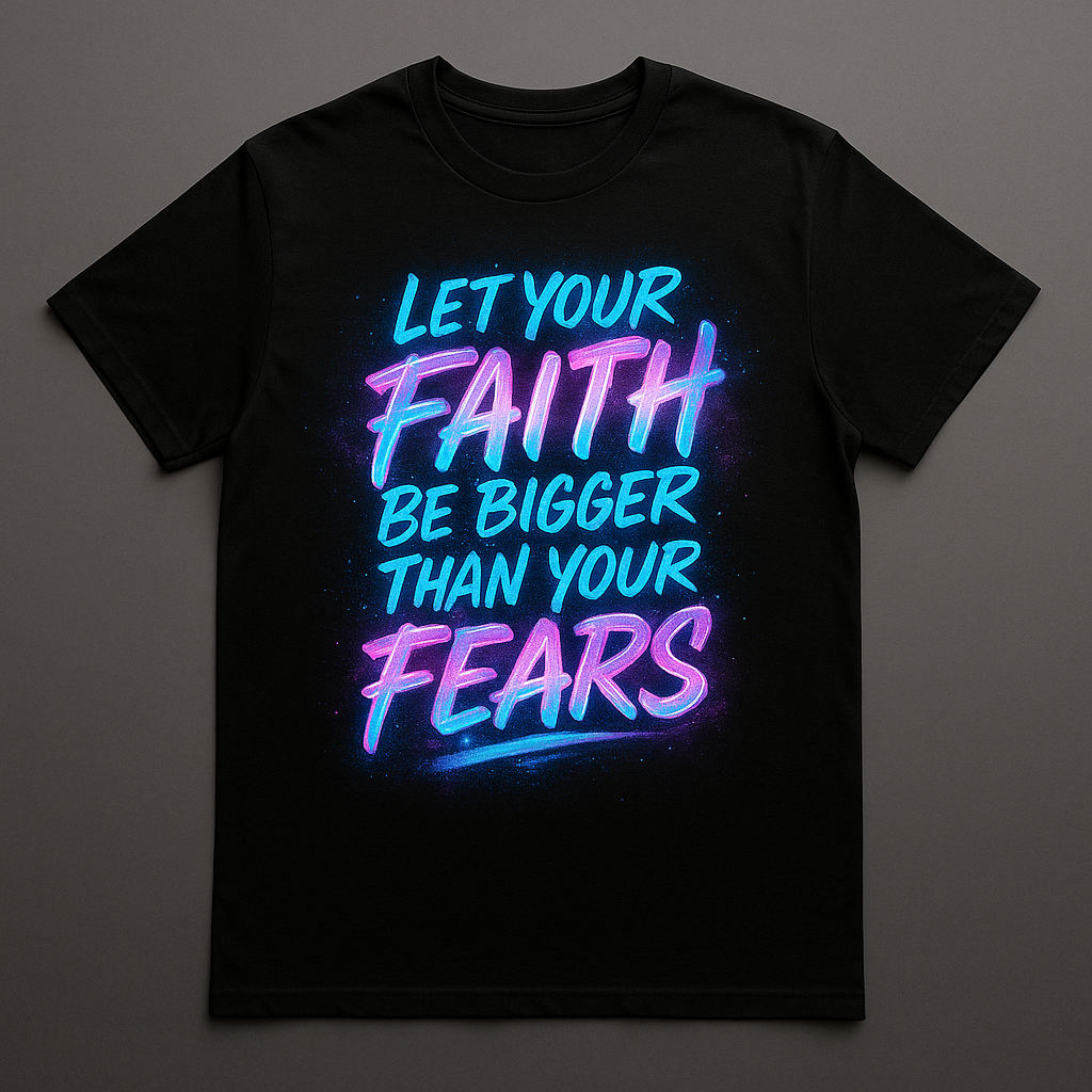 Neon Glow Faith T-Shirt🏷️ Let Your Faith Be Bigger Than Your Fears — Neon Glow Graffiti Christian T-Shirt (Copy)