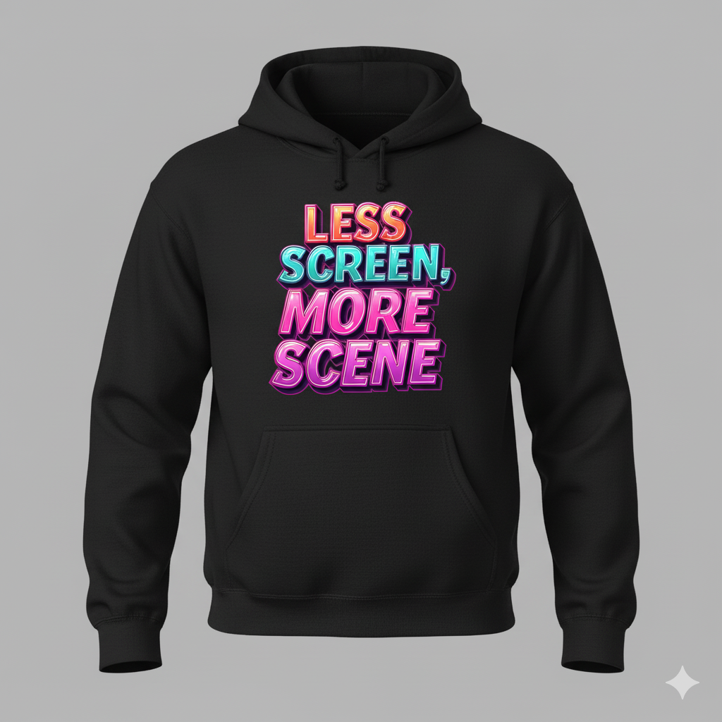 🧭 Less Screen More Scene – Hoodie - Digital Detox Lifestyle Tee | Outdoor Escape Mood 🌅 (Copy)